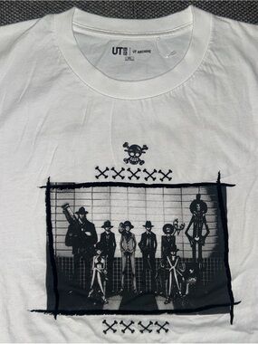 Rare One Piece x UNIQLO White Anime Manga T Shirt Size 2XL